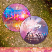 Kleurrijke Groovy Roze Glitter Disco Ball Bruiloft Kaart