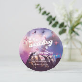 Kleurrijke Groovy Roze Glitter Disco Ball Bruiloft Kaart (Staand voorkant)