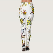 Kleurrijke Grote Bijen op Witte All-Over-Print Leg Leggings (Achterkant)