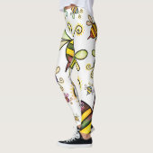 Kleurrijke Grote Bijen op Witte All-Over-Print Leg Leggings (Links)
