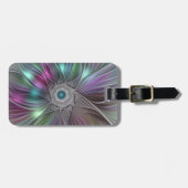 Kleurrijke Grote Bloem Abstracte Trippy Fractale K Bagagelabel (Voorkant horizontaal)
