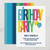 Kleurrijke Grote Brieven Kinderverjaardagsfeest Kaart (Voorkant / Achterkant)