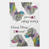 Kleurrijke Grote Deen Lover Keuken Handdoek (Verticaal)