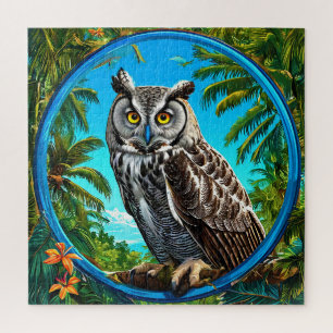 Kleurrijke Grote grijze uil Vogel Legpuzzel