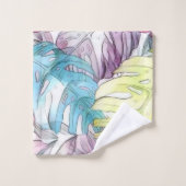 Kleurrijke grote tropische bladeren waterverf schi bad handdoek (Wasdoekje)