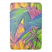 Kleurrijke grote tropische bladeren waterverf schi badmat (Voorkant Verticaal)