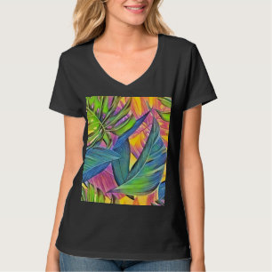 Kleurrijke grote tropische bladeren waterverf schi t-shirt
