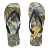 Kleurrijke grote tropische bladeren waterverf schi teenslippers (Voetbed)