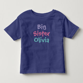 Kleurrijke grote zus monogram naam koninklijk kinder shirts