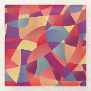 Kleurrijke Grunge: geometrische driehoeken achterg Glazen Onderzetter