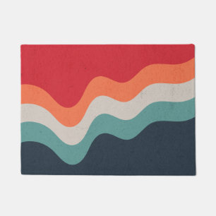 Kleurrijke grunge retro stijl golven deurmat