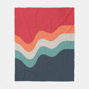 Kleurrijke grunge retro stijl golven fleece deken