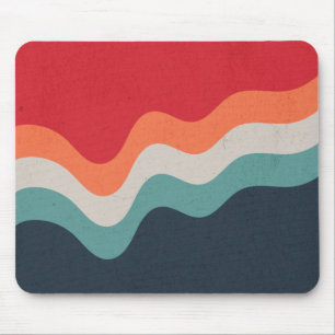 Kleurrijke grunge retro stijl golven muismat