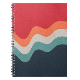 Kleurrijke grunge retro stijl golven notitieboek