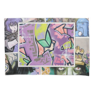 Kleurrijke Grungy Street Art Collage alt 5 Kussensloop