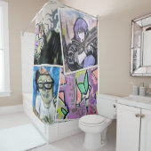 Kleurrijke Grungy Street Art Collage Douchegordijn (In situ)