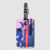 Kleurrijke Guadeloupe Caribbean Island Waterverf Bagagelabel (Voorkant (verticaal))