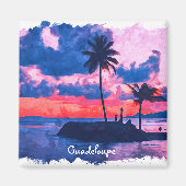Kleurrijke Guadeloupe Caribbean Island Waterverf Magneet (Voorkant)