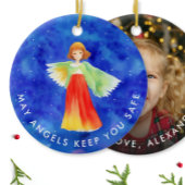 Kleurrijke Guardian Angel Waterverf en uw foto Keramisch Ornament