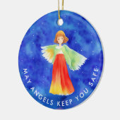 Kleurrijke Guardian Angel Waterverf en uw foto Keramisch Ornament (Links)