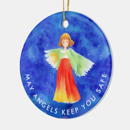 Kleurrijke Guardian Angel Waterverf en uw foto Keramisch Ornament (Links)