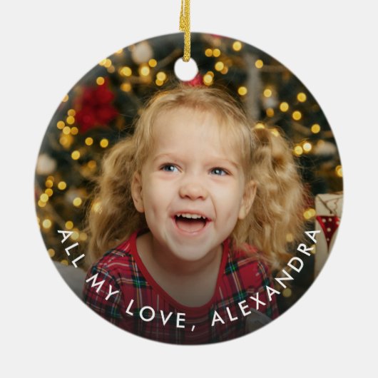 Kleurrijke Guardian Angel Waterverf en uw foto Keramisch Ornament (Achterkant)