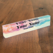 Kleurrijke Guilloche lijnen Naambordje (Zijkant)