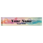 Kleurrijke Guilloche lijnen Naambordje (Voorkant)