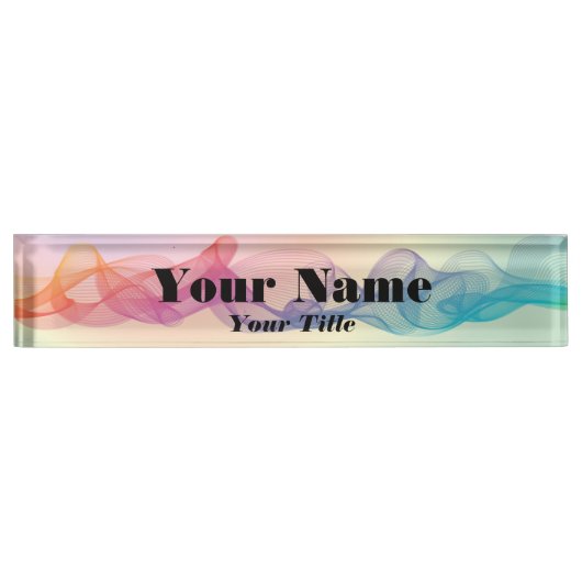 Kleurrijke Guilloche lijnen Naambordje (Voorkant)