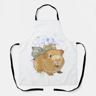 Kleurrijke Guinea Pig Trio Regenboog Verfspatten Schort