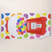 Kleurrijke Gumball Machine gepersonaliseerde stran Strandlaken (Voorkant)
