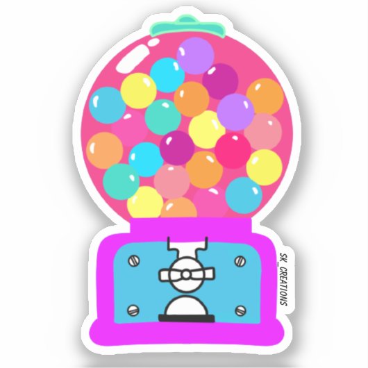 Kleurrijke Gumball Machine Sticker (Voorkant)