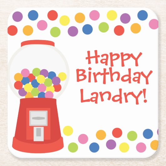 Kleurrijke Gumballs gepersonaliseerde papieren Ond Kartonnen Onderzetters (Voorkant)