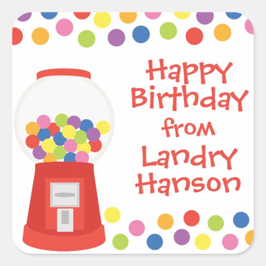 Kleurrijke Gumballs gepersonaliseerde Stickers (Voorkant)