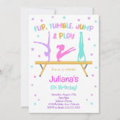 Kleurrijke Gymnastische Verjaardag Uitnodiging (Voorkant)