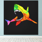 Kleurrijke haai canvas afdruk (Insitu (Houten vloer))