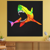 Kleurrijke haai canvas afdruk (Insitu (Woonkamer))
