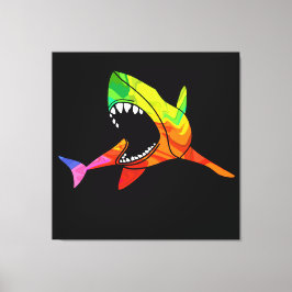 Kleurrijke haai canvas afdruk