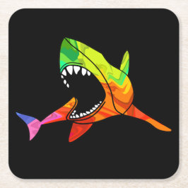 Kleurrijke haai kartonnen onderzetters