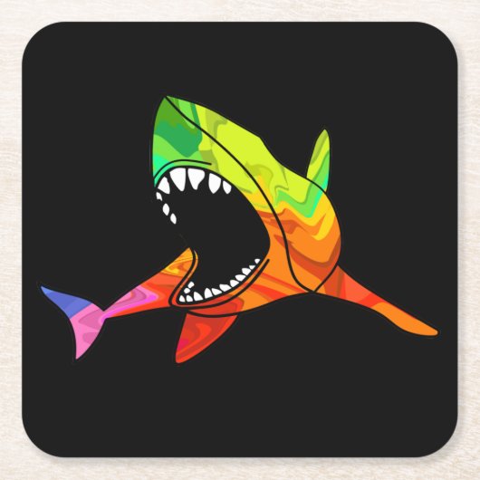 Kleurrijke haai kartonnen onderzetters (Voorkant)