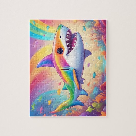Kleurrijke haai legpuzzel (Verticaal)