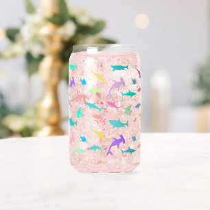 Kleurrijke haai onder het zee gradient Party Blikvorm Glas