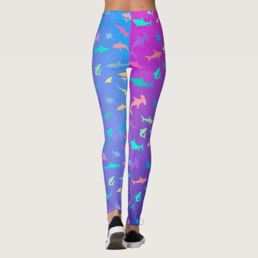 Kleurrijke haai onder het zee School Party Leggings (Achterkant)