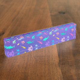 Kleurrijke haai onder het zee School Party Naambordje