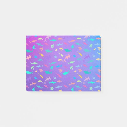 Kleurrijke haai onder het zee School Party Post-it® Notes (Voorkant)