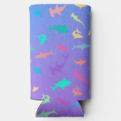 Kleurrijke haai onder het zee School Party Seltzer Blikjeskoeler (Achterkant)