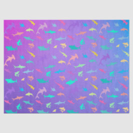 Kleurrijke haai onder het zee School Party Tissuepapier