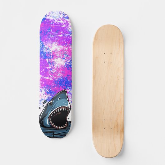 Kleurrijke haai persoonlijk skateboard (Voorkant)