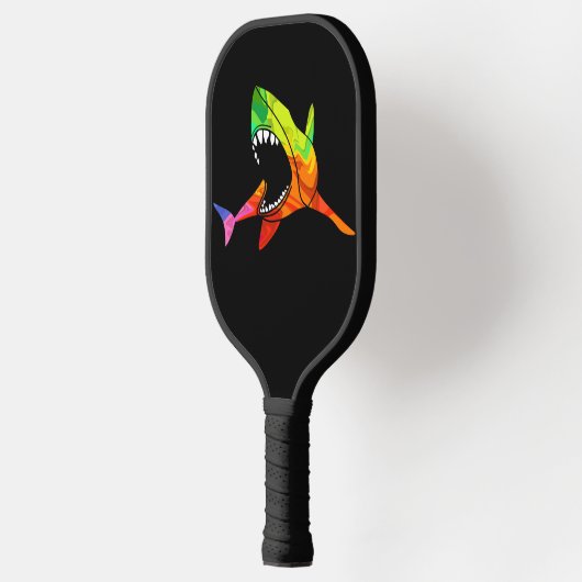 Kleurrijke haai pickleball paddle (Links)