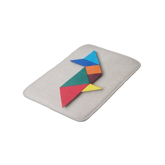 Kleurrijke haai Tangram Badmat (Gekanteld)